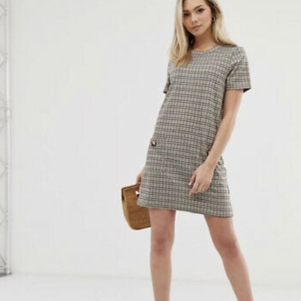 ZARA Trafaluc Plaid Shift Dress